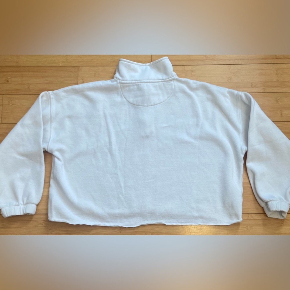 Aerie Cropped Fleece Pullover Sweatshirt White Size S - Picture 5 of 6